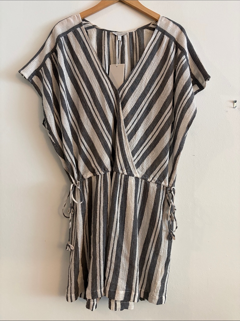 Joie Merce Striped Short Sleeve Semi Sheer Coverup Dress Women’s Size Large